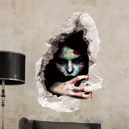 samolepka na zeď Halloween 3D Krvavá tvář