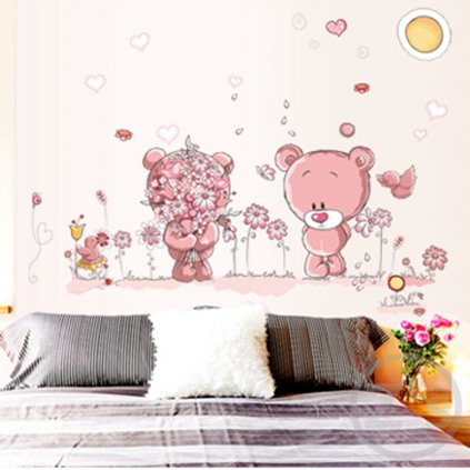 samolepka na zeď Růžoví medvídci