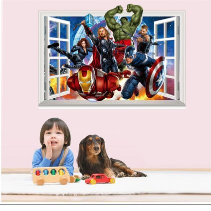 samolepkana zeď Avengers v okně
