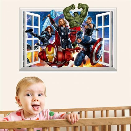 samolepkana zeď Avengers v okně