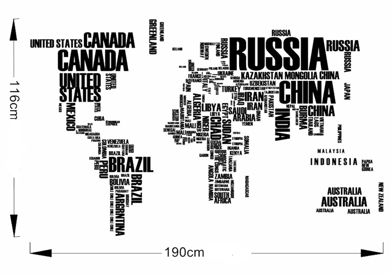 Živá Zeď Samolepka Mapa světa Velikost: 190 X 116 cm