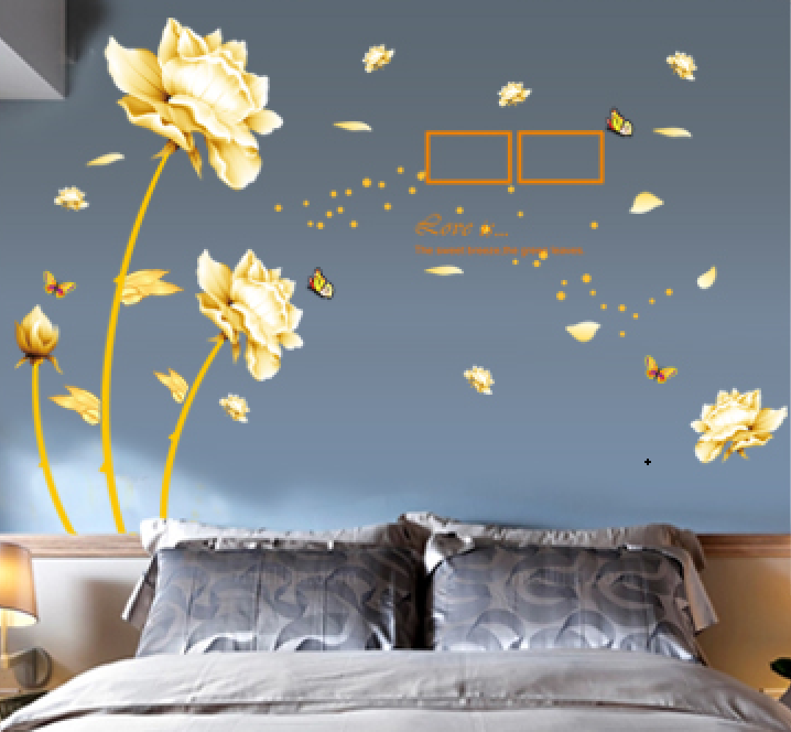 Živá Zeď Samolepka Vanilkové květy s rámečky