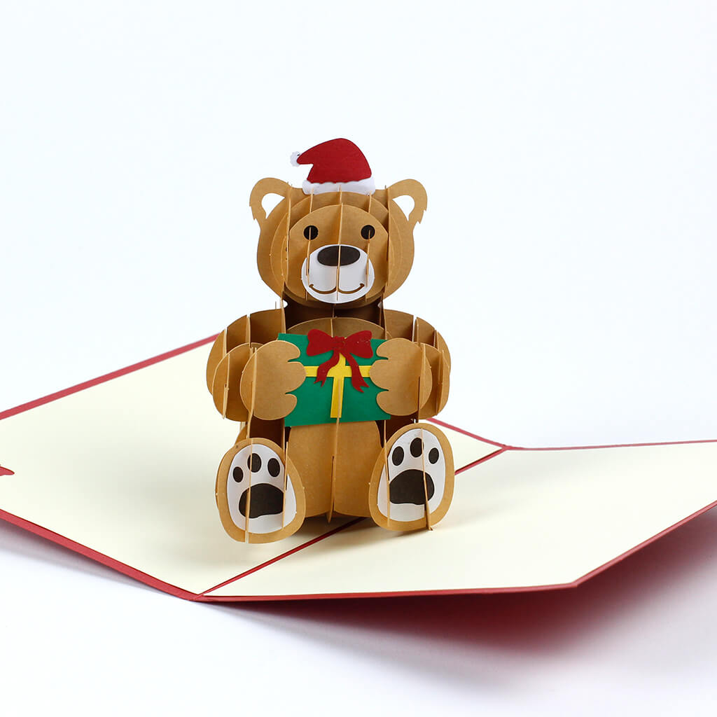 3D přání Veselé Vánoce přeje medvěd