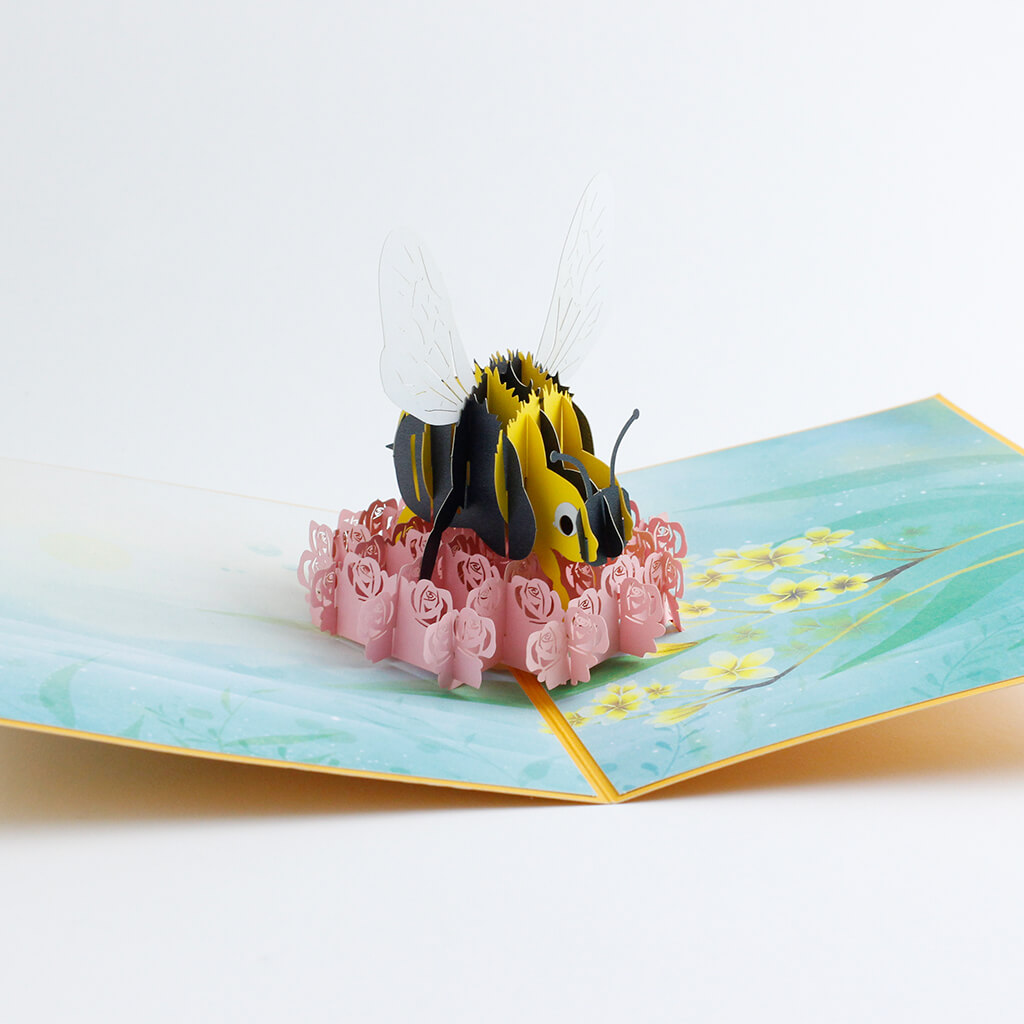 3D přání Včela na květu