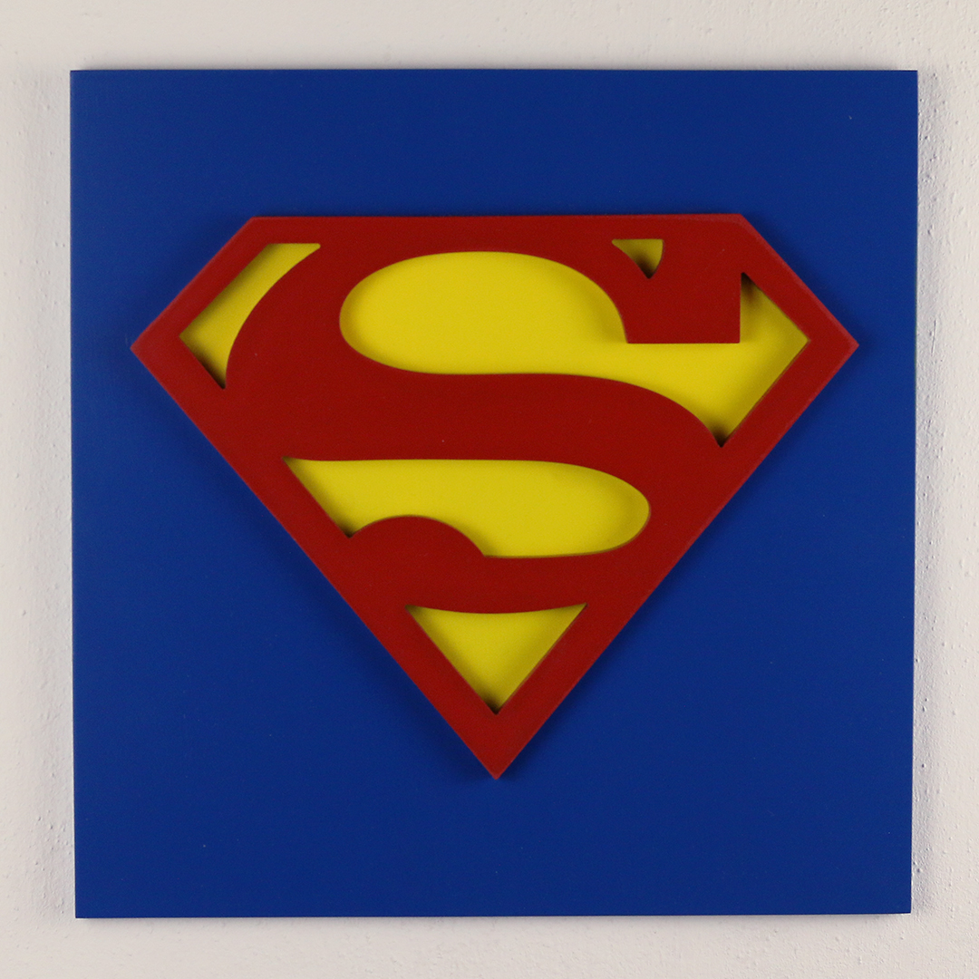 Živá Zeď 3D dřevěná dekorace znak Superman 30 x 30 cm
