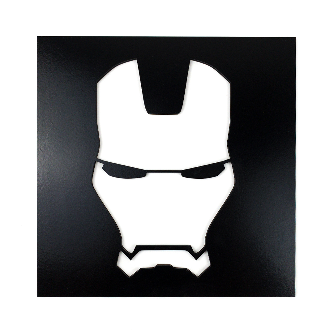 Živá Zeď Dřevěná nástěnná dekorace Maska Iron Man černá