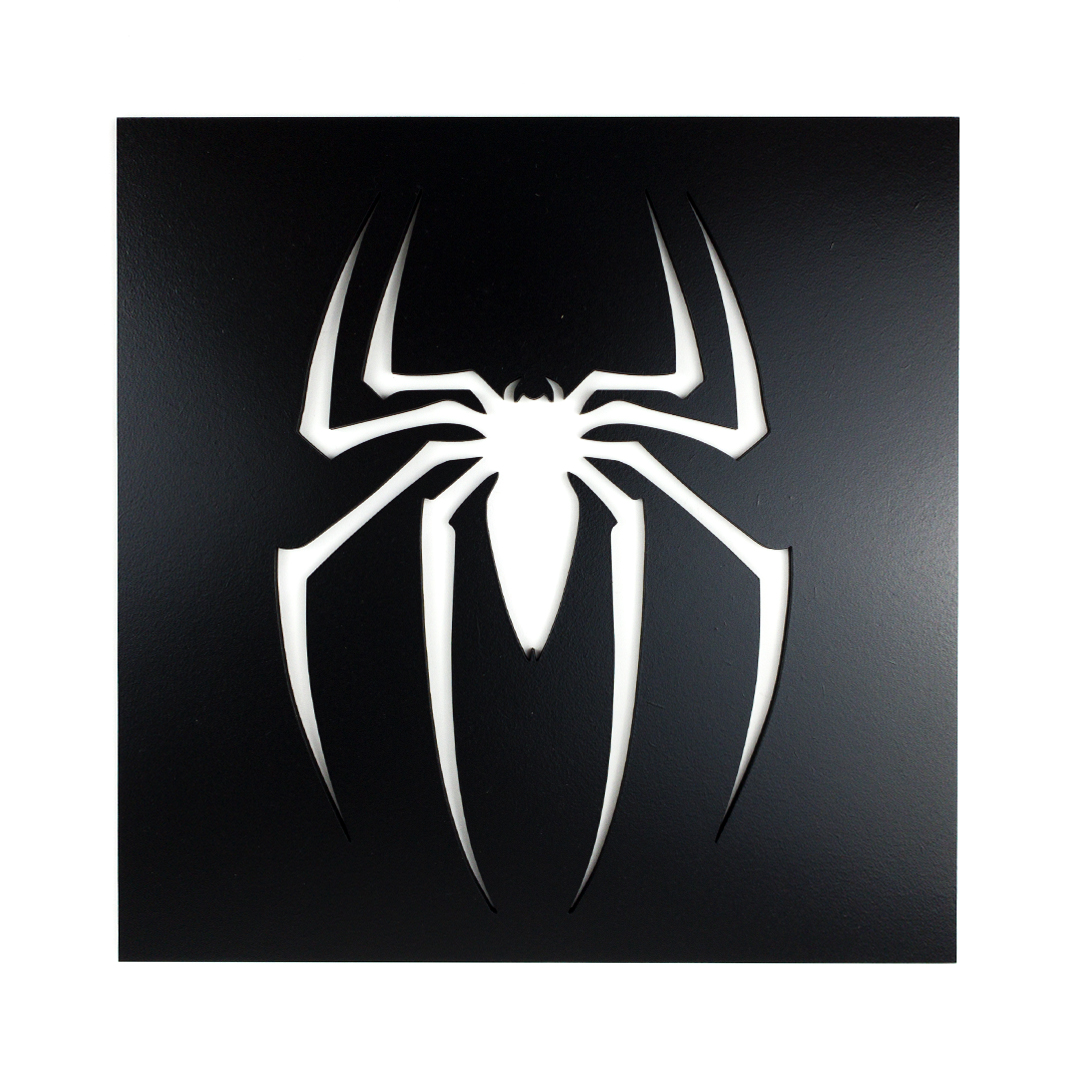 Živá Zeď Dřevěná nástěnná dekorace Znak Spiderman černý