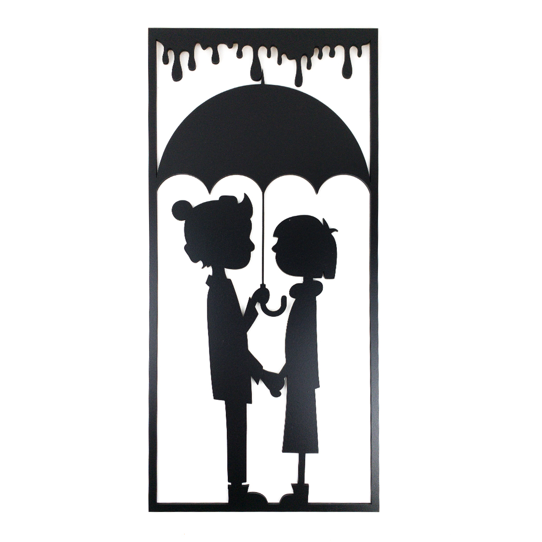 Živá Zeď Dřevěná nástěnná dekorace Děti v dešti černé