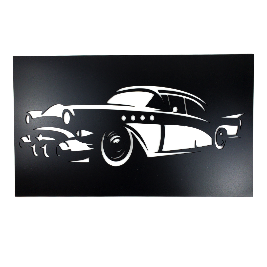 Živá Zeď Dřevěná nástěnná černá dekorace Auto Veterán