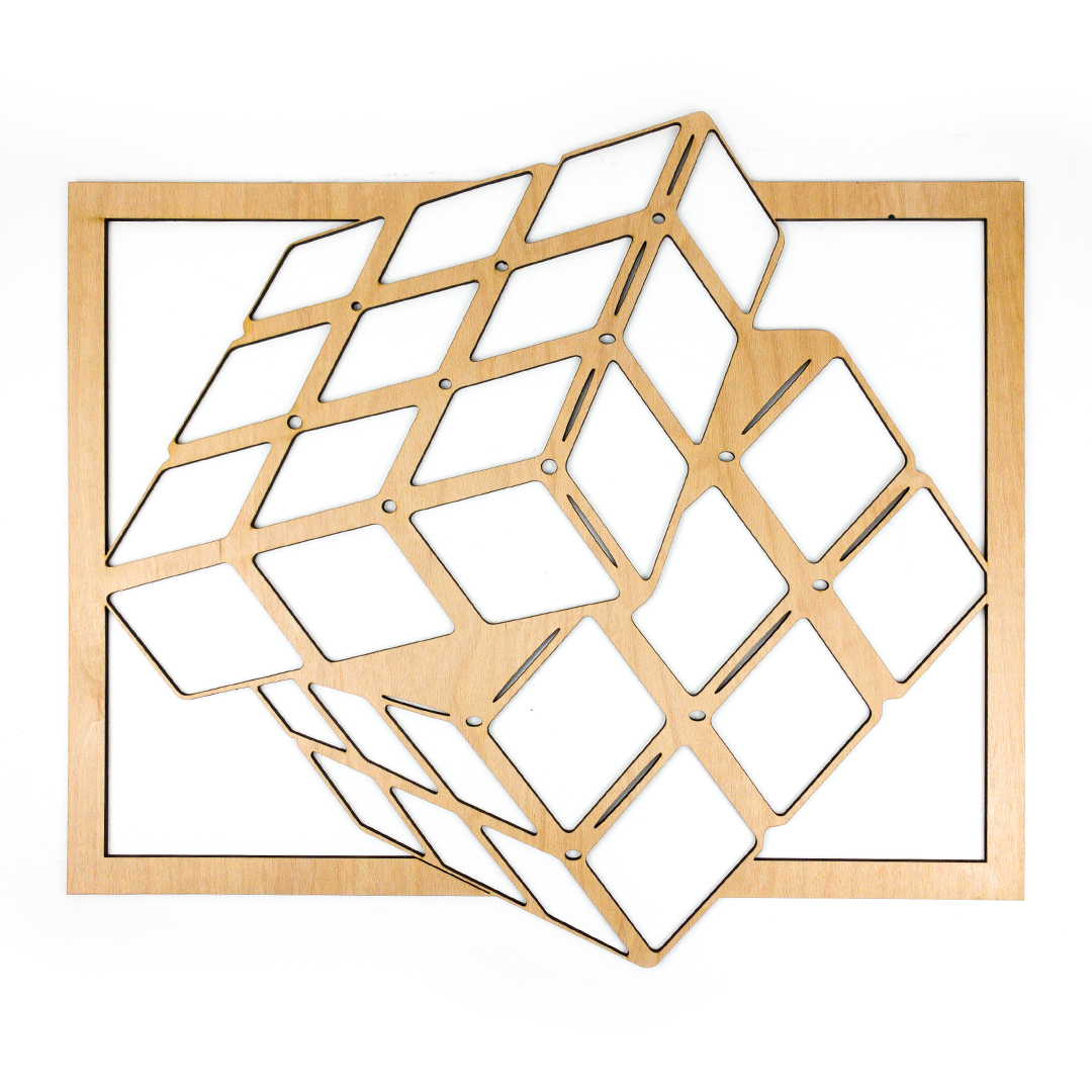 Živá Zeď Dřevěná nástěnná dekorace Rubikova kostka
