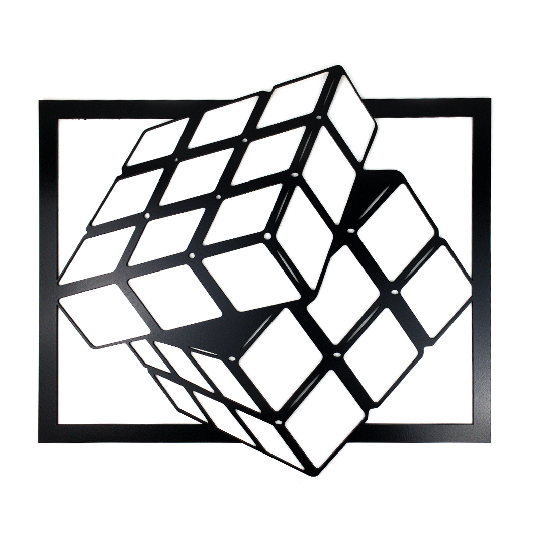 Živá Zeď Dřevěná nástěnná dekorace Rubikova kostka černá