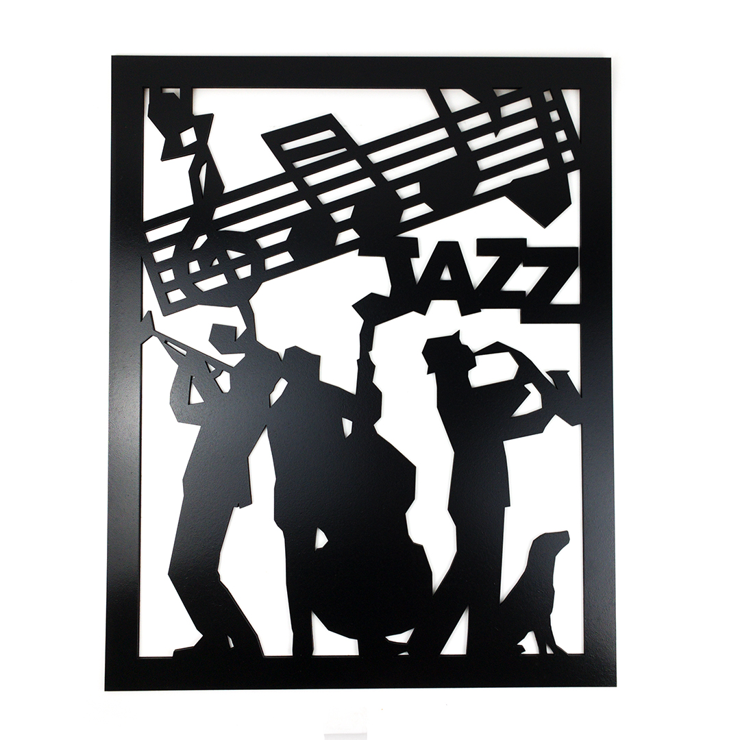 Živá Zeď Dřevěná nástěnná dekorace Jazzová kapela černá