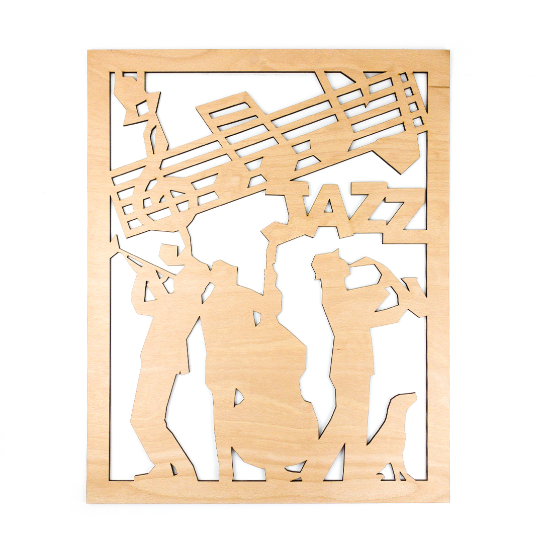 Živá Zeď Dřevěná nástěnná dekorace Jazzová kapela