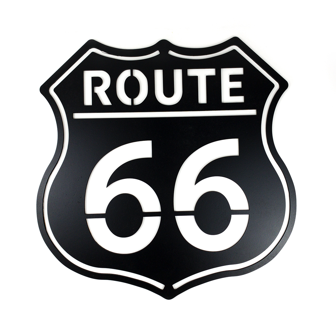 Živá Zeď Dřevěná nástěnná dekorace Route 66 černá