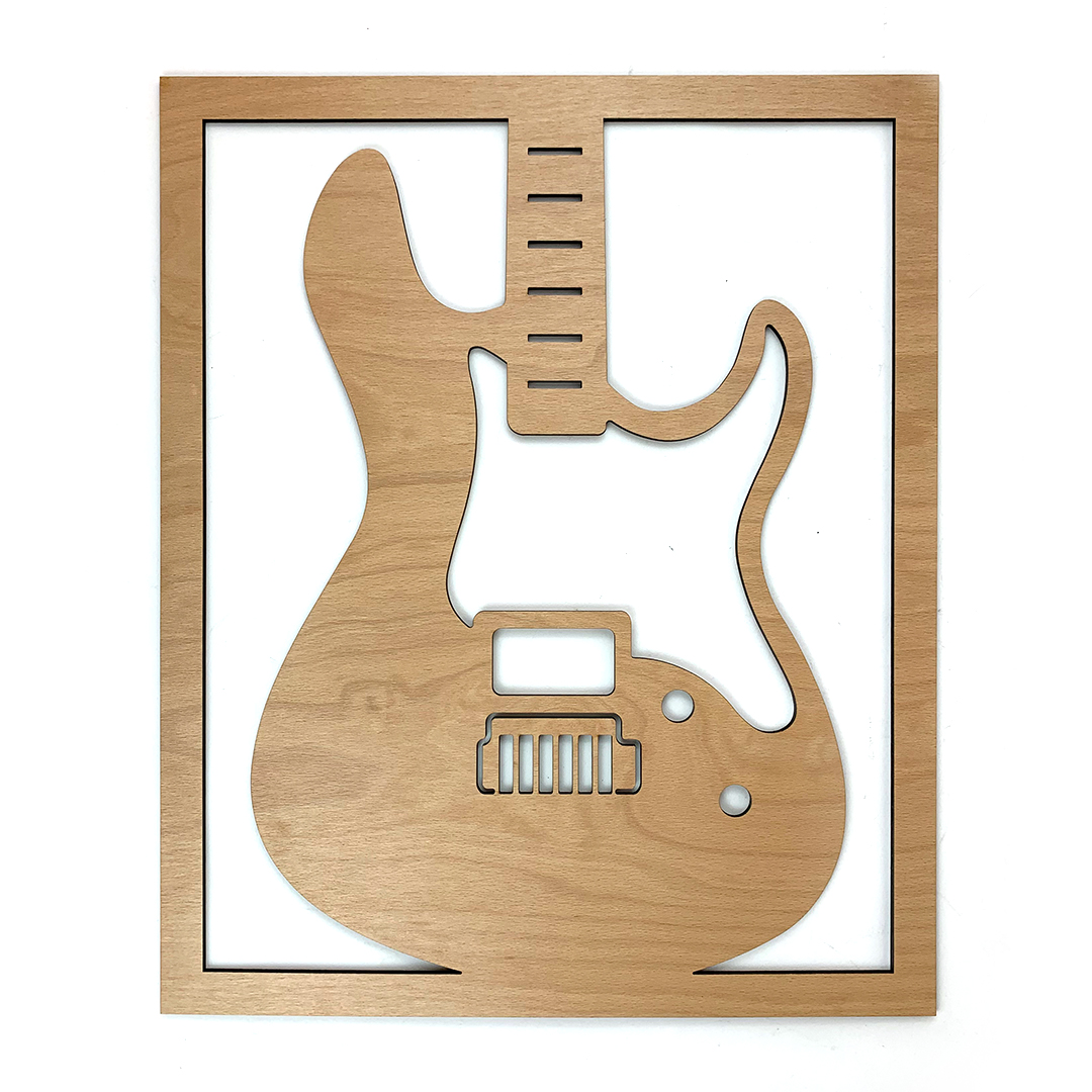 Živá Zeď Dřevěná nástěnná dekorace Elektrická kytara