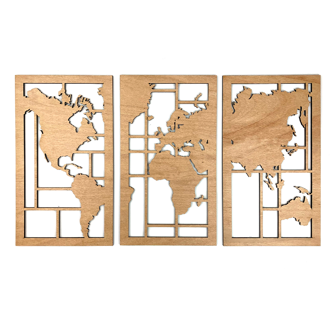 Živá Zeď Dřevěná nástěnná dekorace Mapa světa