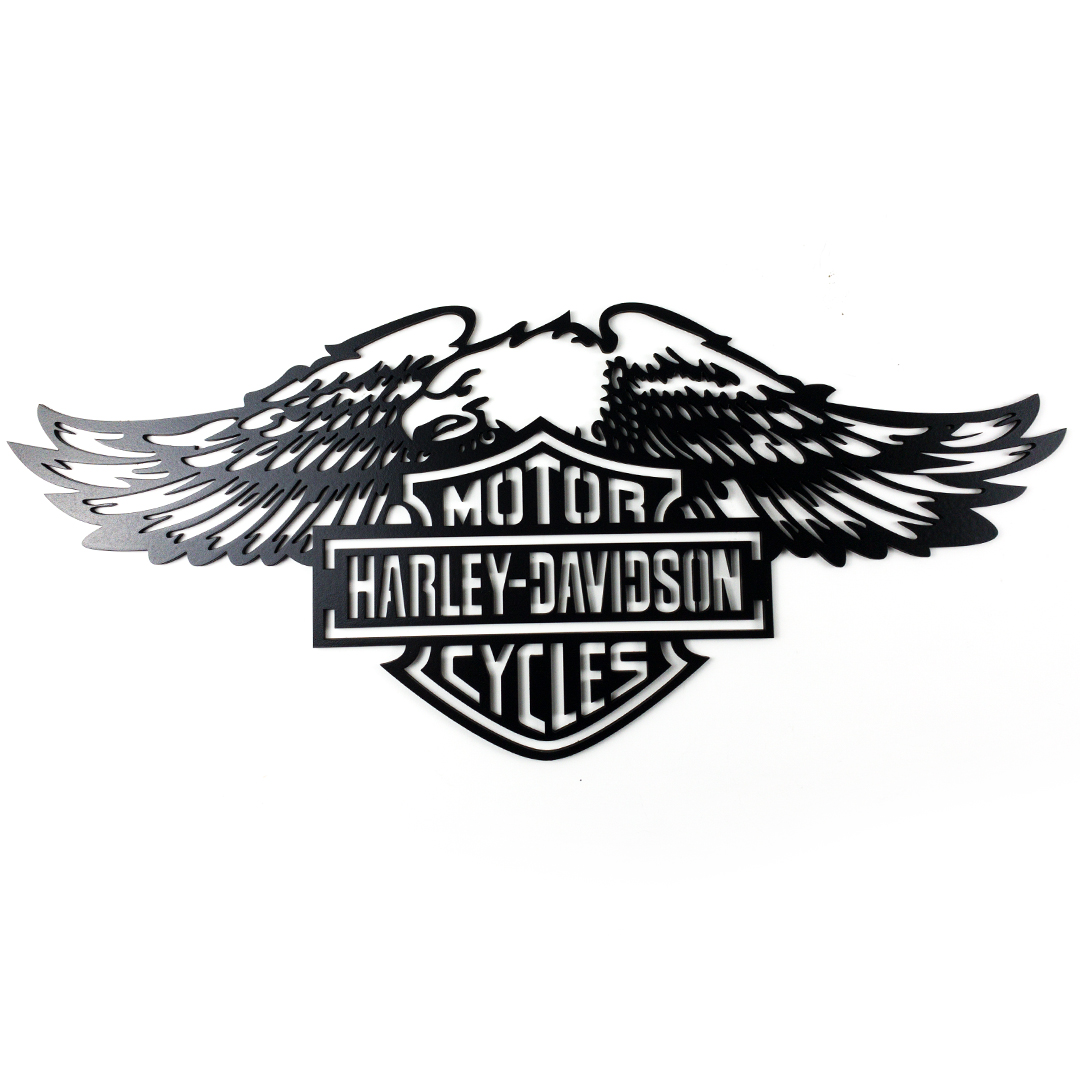 Živá Zeď Dřevěná nástěnná dekorace Harley Davidson orel černý