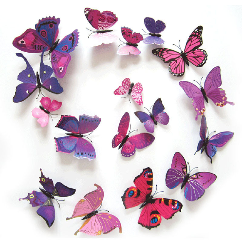 Živá Zeď Barevní 3D Motýlci Fialoví 6 - 12 cm