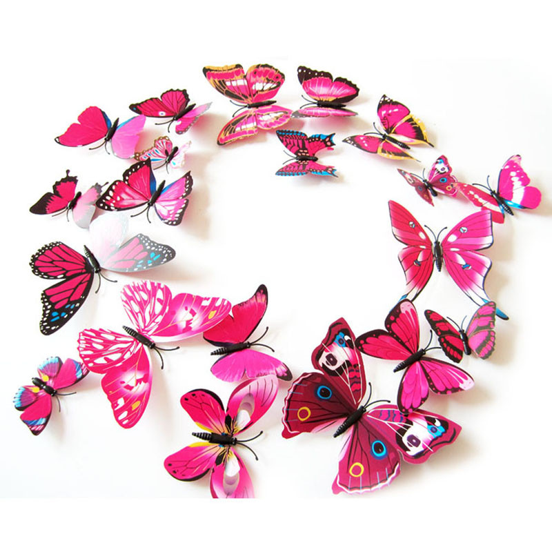 Živá Zeď Barevní 3D Motýlci Růžoví 6 - 12 cm