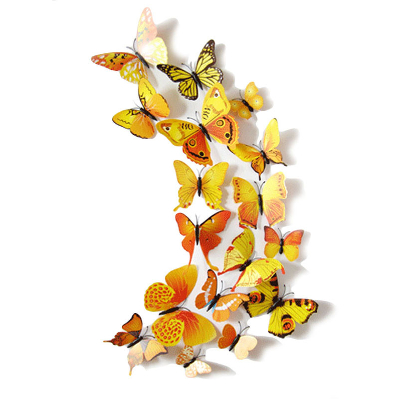 Živá Zeď Barevní 3D Motýlci Žlutí 6 - 12 cm