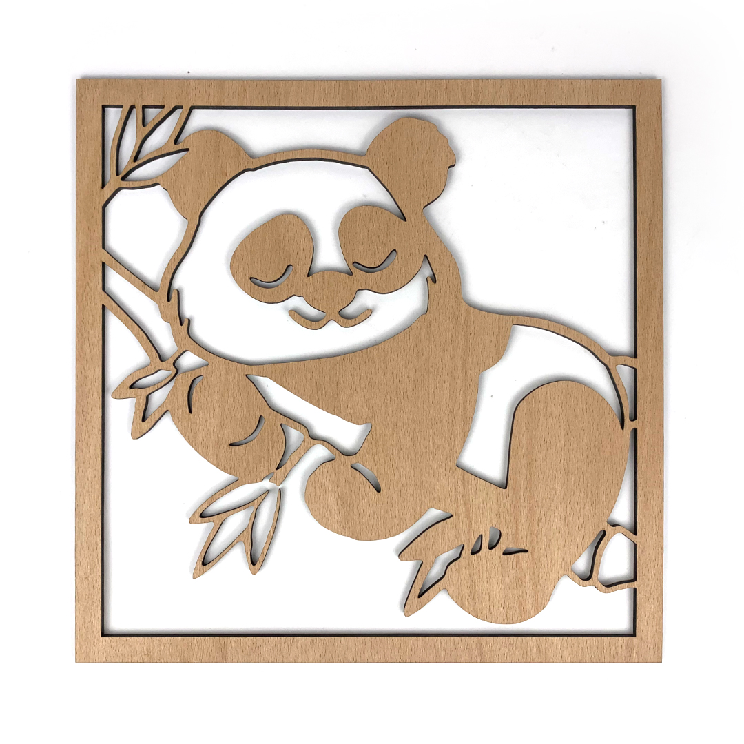 Živá Zeď Dřevěná nástěnná dekorace Panda na větvi