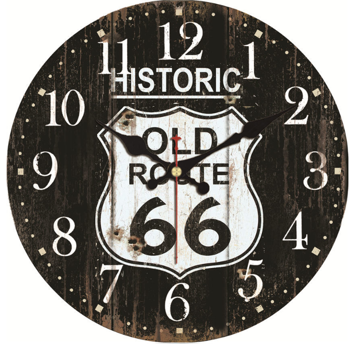 Živá Zeď Dřevěné nástěnné hodiny Old Route 66