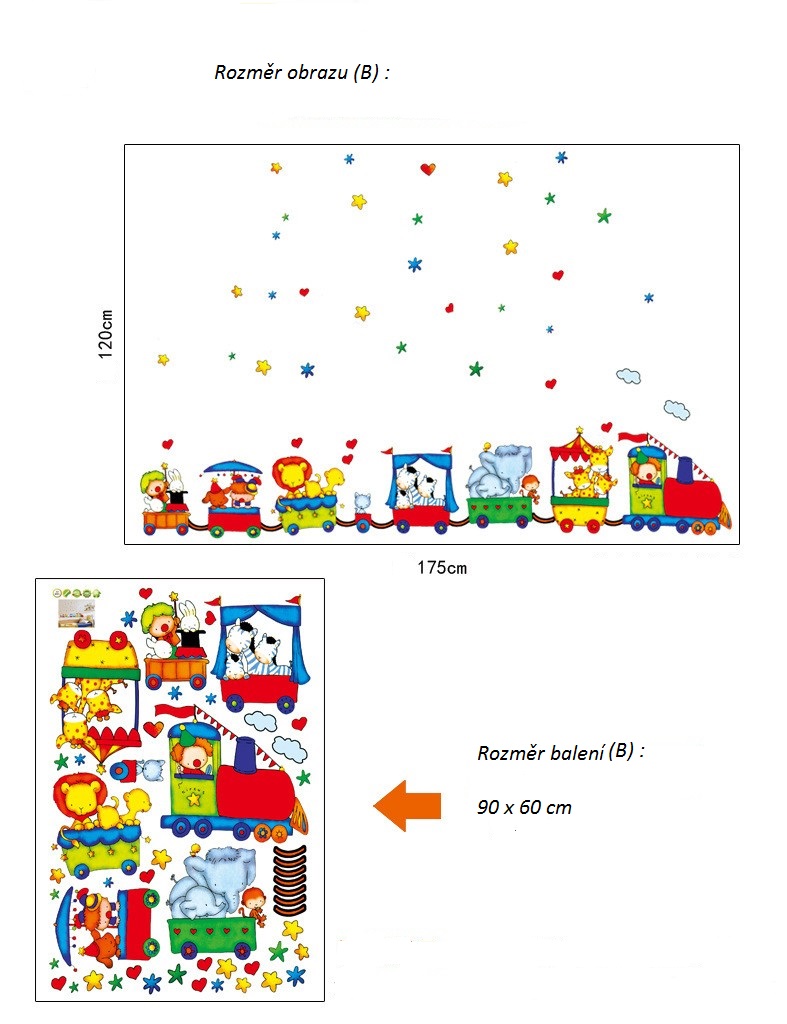 Živá Zeď Samolepka Zvířecí cirkus Velikost: 120 x 175 cm