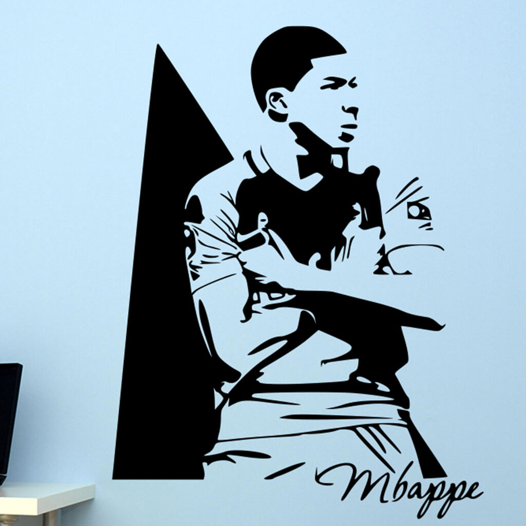 Živá Zeď Samolepka Kylian Mbappé Barva: černá