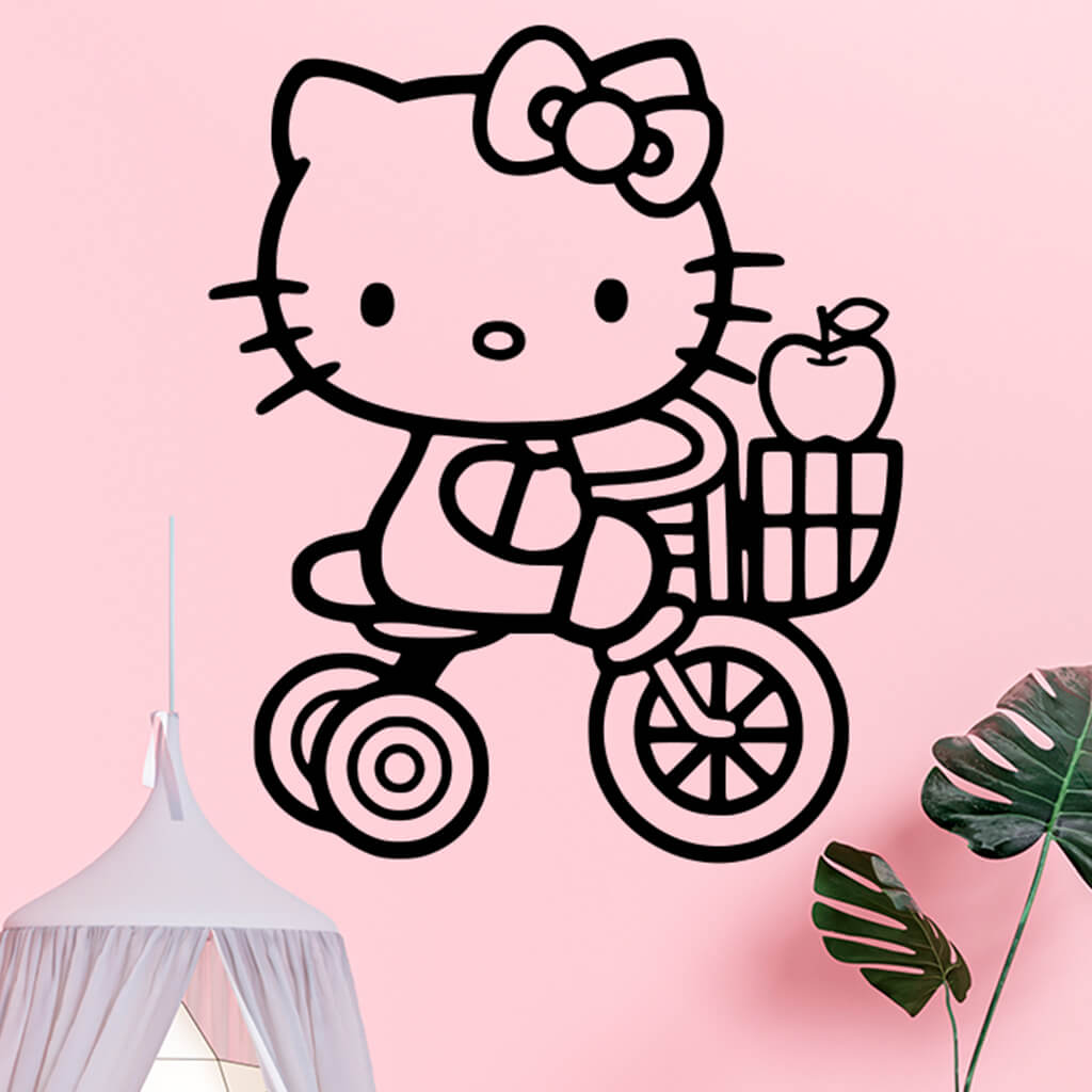 Živá Zeď Samolepka Kočička Hello Kitty Barva: černá