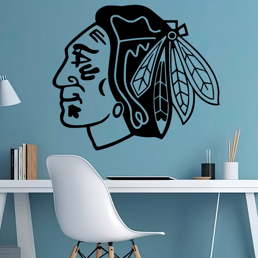 Živá Zeď Samolepka Hokejový tým Chicago Blackhawks Barva: černá