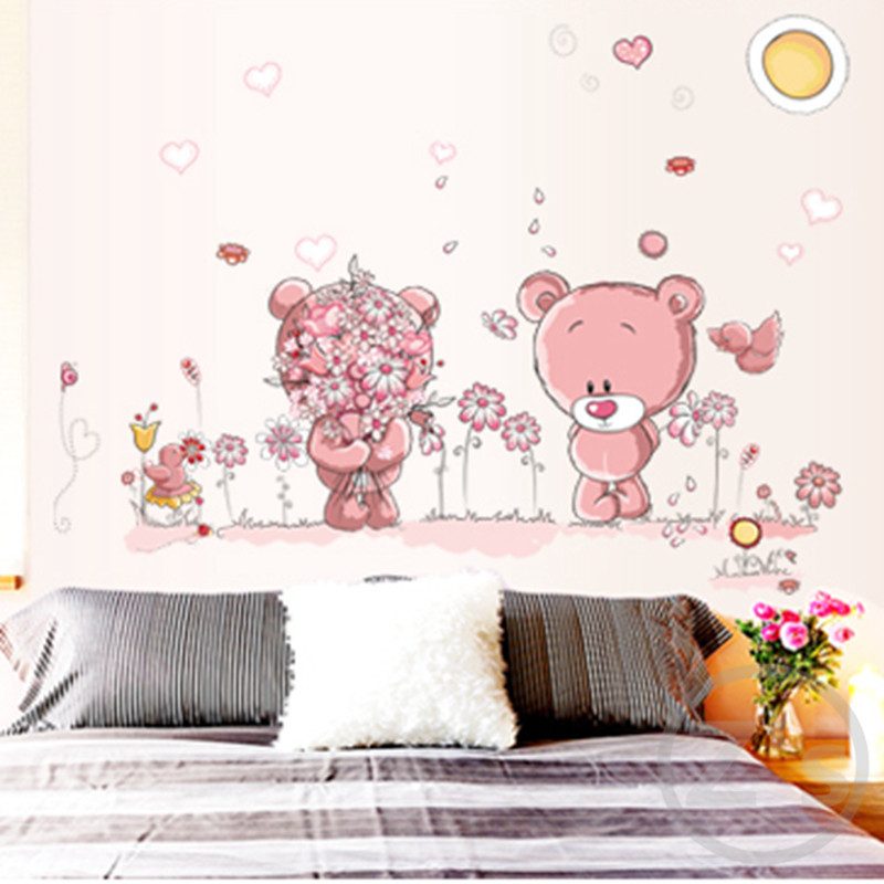 Živá Zeď Samolepka Růžoví medvídci