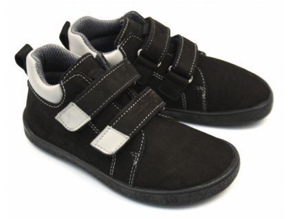 EF Barefoot celoroční dětské barefoot boty SPIKE Black Grey - s membránou