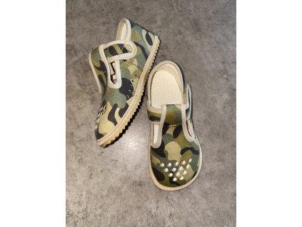 Beda zdravé flexibilní barefoot bačkůrky perforované BF-060010/W/PF - Army vojenské