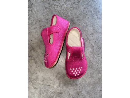 Beda zdravé flexibilní barefoot bačkůrky perforované BF-060010/W/PF - Růžová třpytka