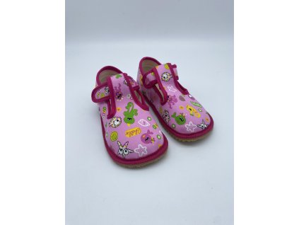 Beda zdravé flexibilní barefoot bačkůrky BF-060010/W - Pink Fish
