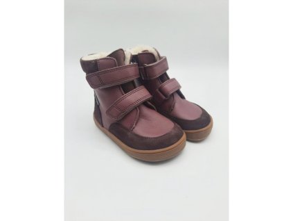 Bundgaard zimní barefoot boty s Membránou Basil Strap Mini II Tex BG303292, BG303285G - Dark Rose