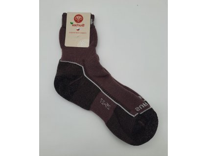 Surtex ponožky ZIMA froté 90% merino hnědorůžové