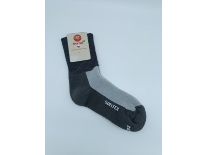 Surtex dospělé ponožky 75% merino volný lem šedé