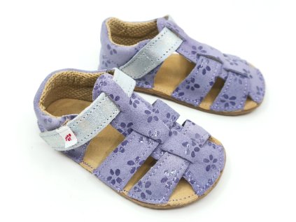 Ef Barefoot flexibilní dětské barefoot sandálky Lilac kvítky