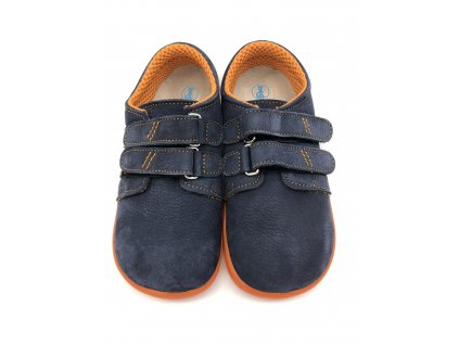 Beda celoroční ergonomické nízké barefoot boty BF-0001/W - Blue mandarine broušená kůže