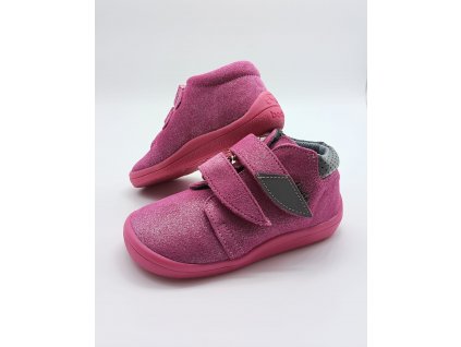 Beda membránové flexibilní barefoot boty BF-0001/W/M/TS - Janette broušená kůže třpytivá