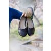Ahinsa barefoot minimalistické balerínky Ananda NARROW - Černé ÚZKÉ bez pásku
