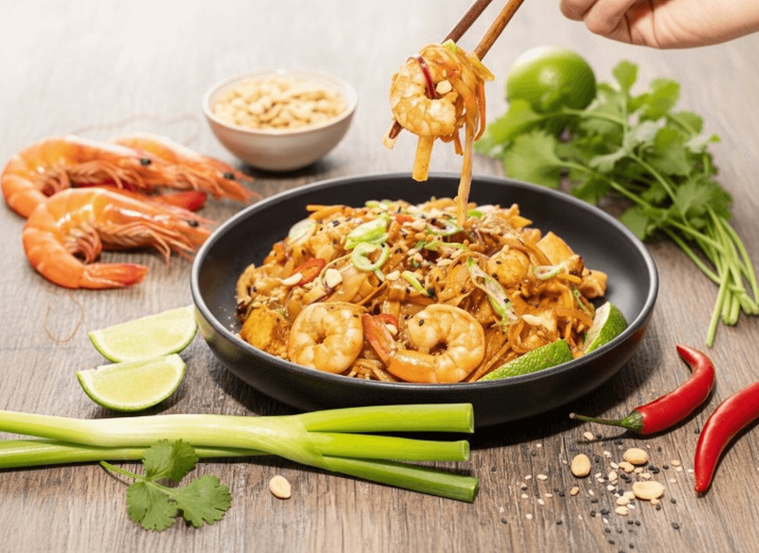 Autentické thajské Pad Thai s krevetami
