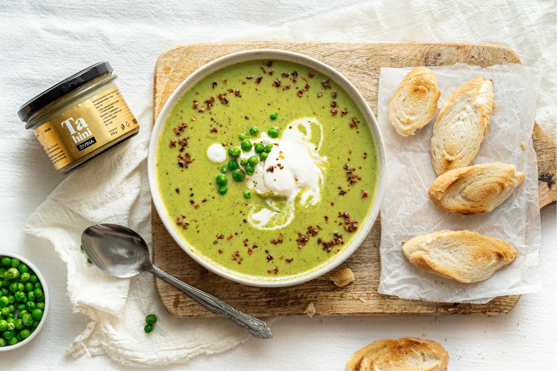 Osvěžující hráškový krém s tahini