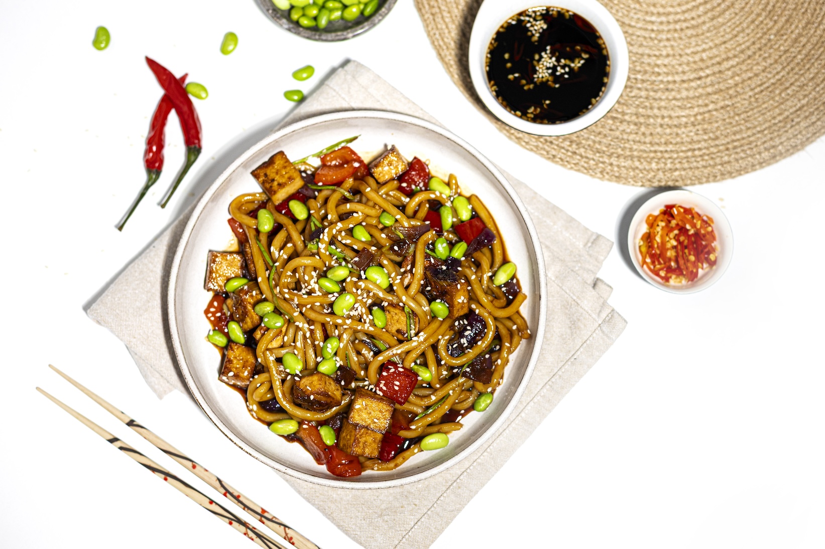 Teriyaki tofu udon nudle