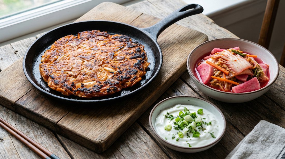 Slané palačinky s kimchi