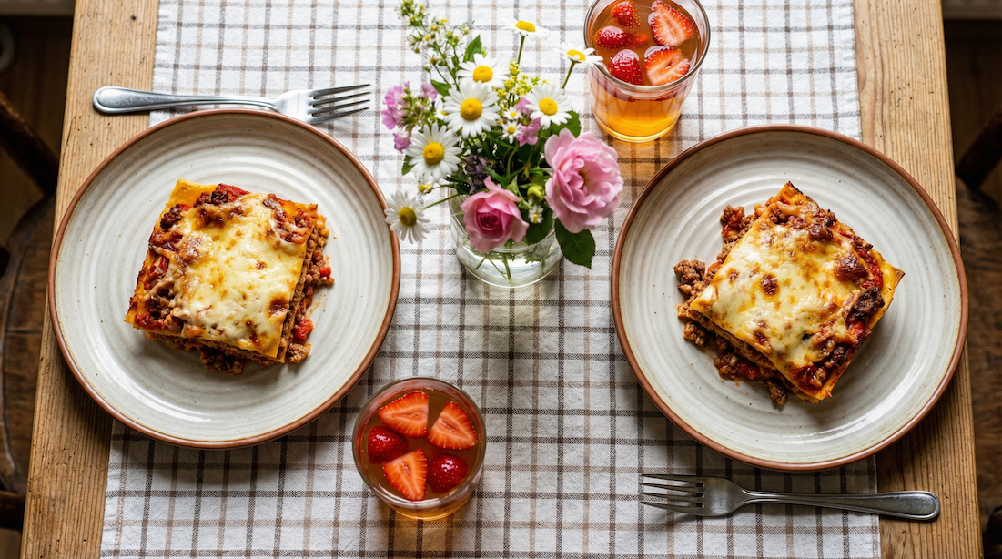 Lasagne s mletým masem a rajčatovým protlakem