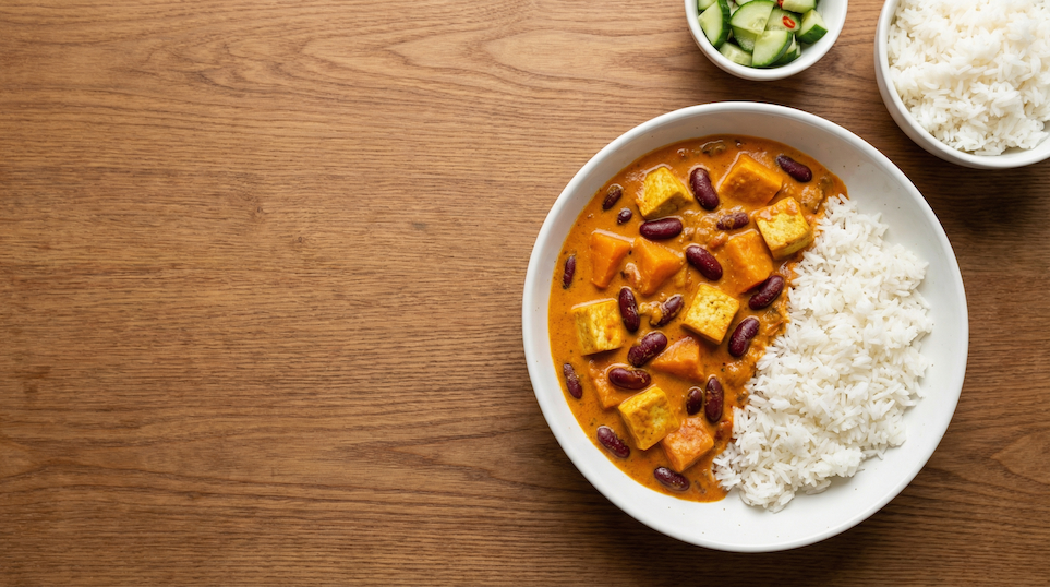 Indické kari s fazolemi a dýní Hokkaido