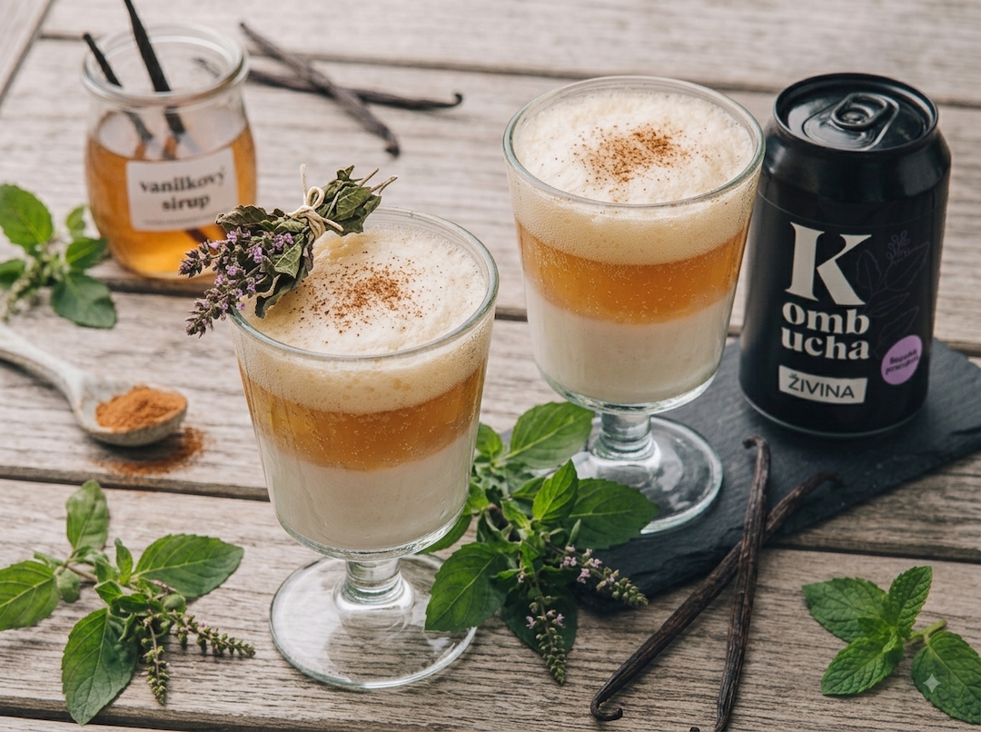 Vanilkový kombucha float