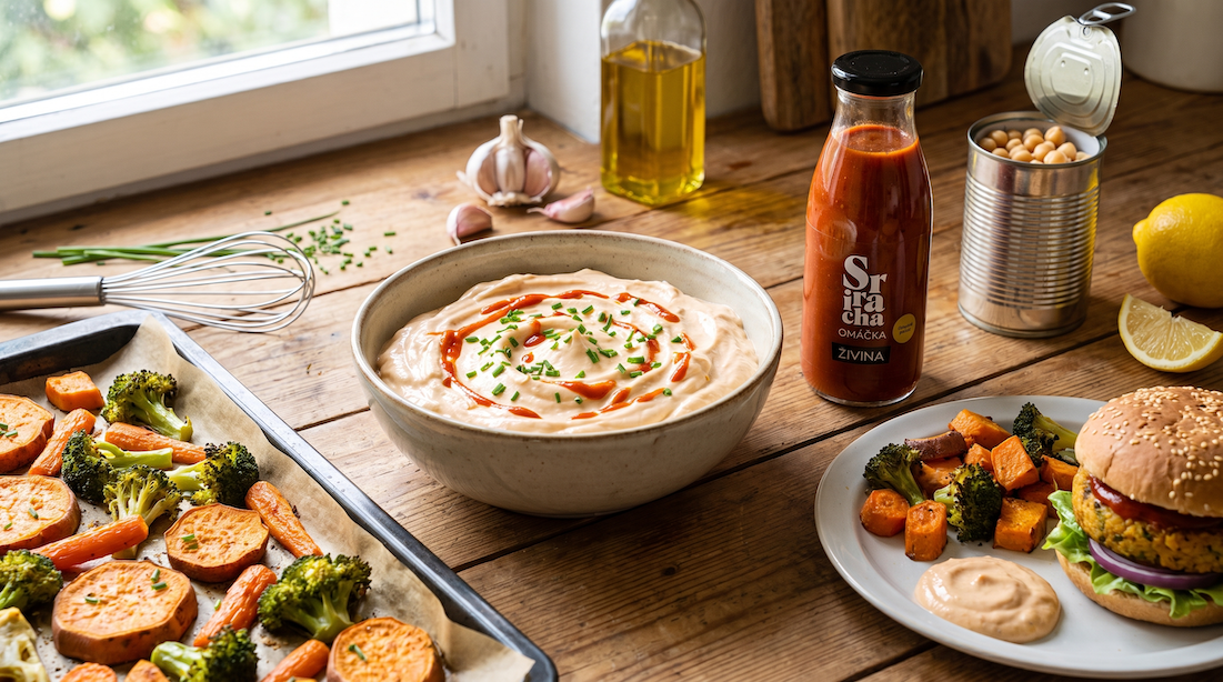 Veganská sriracha majonéza
